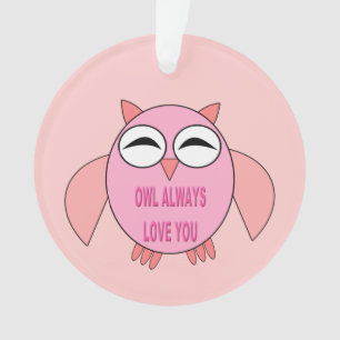 Cute Pink Love Message Owl Acryllic Ornament