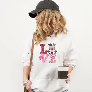 Cute Pink Love Yoga Koe Hoodie