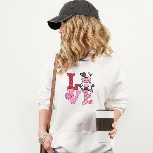 Cute Pink Love Yoga Koe Hoodie