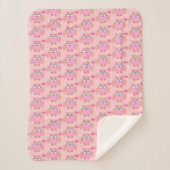 Cute Pink Love You Owl Sherpa Blanket Sherpa Deken (Voorkant)