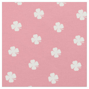 Cute Pink Lucky Clover White Stippen Pattern Stof