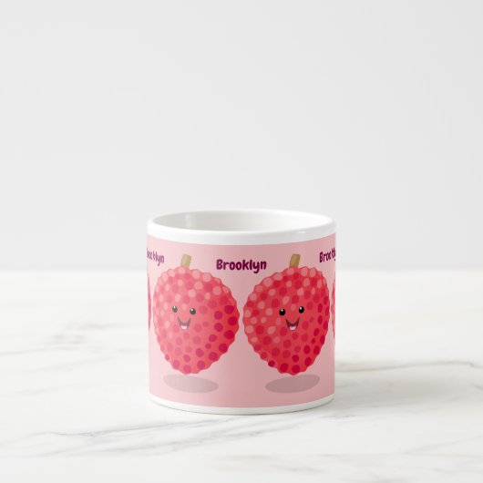 Cute pink lychee cartoon illustration espresso kop (Voorkant)