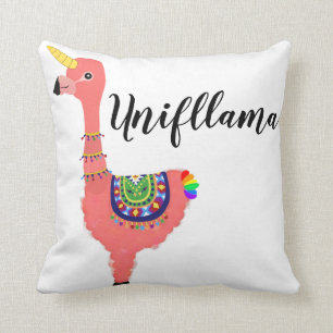 Cute Pink Magical Unicorn Flamingo Llama Unifllama Kussen