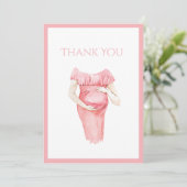 Cute Pink mammie-to-be Baby shower Bedankkaart (Staand voorkant)