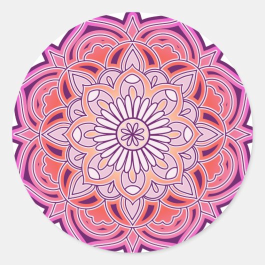 Cute Pink Mandala Ronde Sticker (Voorkant)