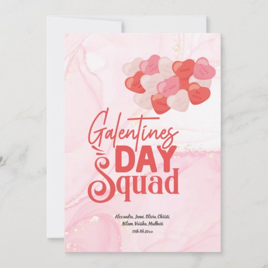 Cute Pink Marble Glitter Galentine Day Kaart (Voorkant)