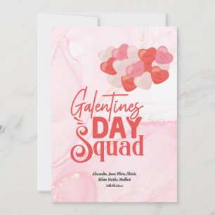Cute Pink Marble Glitter Galentine Day Kaart