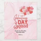 Cute Pink Marble Glitter Galentine Day Wijn Etiket (Enkel label)