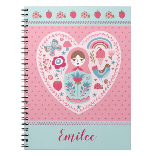 Cute Pink Matryoshka Russische dollar Notitieboek (Voorkant)