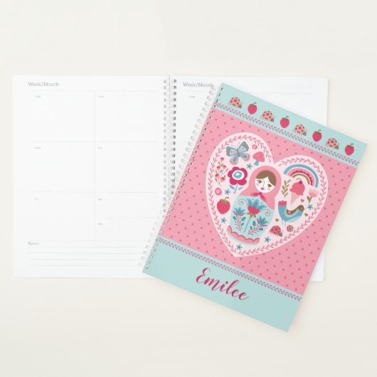 Cute Pink Matryoshka Russische dollar Planner (Display)