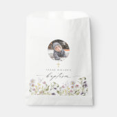 Cute Pink Meadow Floral Butterfly Foto Baptisme Bedankzakje (Voorkant)