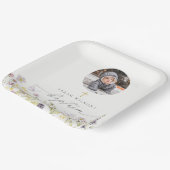 Cute Pink Meadow Floral Butterfly Foto Baptisme Papieren Bordje (Gebogen)