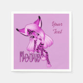 Cute Pink Meow Tiger Cat Napkins Servet (Voorkant)