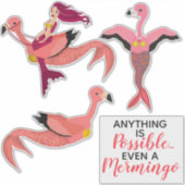 Cute Pink Mermaid en Mermingo Inspirerend Quote Sticker (Voorkant)