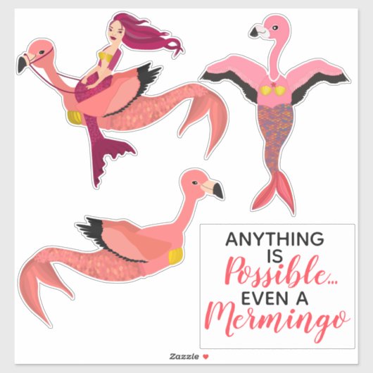 Cute Pink Mermaid en Mermingo Inspirerend Quote Sticker (Vel)
