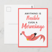 Cute Pink Mermaid Flamingo Inspirerend Quote Briefkaart (Voorkant / Achterkant)