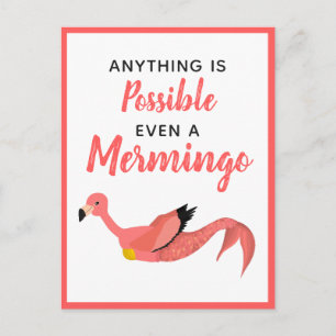 Cute Pink Mermaid Flamingo Inspirerend Quote Briefkaart