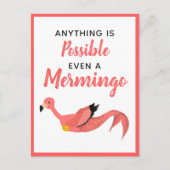 Cute Pink Mermaid Flamingo Inspirerend Quote Briefkaart (Voorkant)