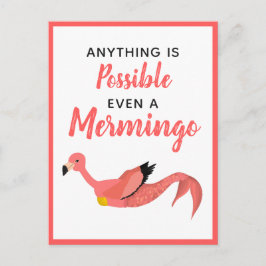 Cute Pink Mermaid Flamingo Inspirerend Quote Briefkaart