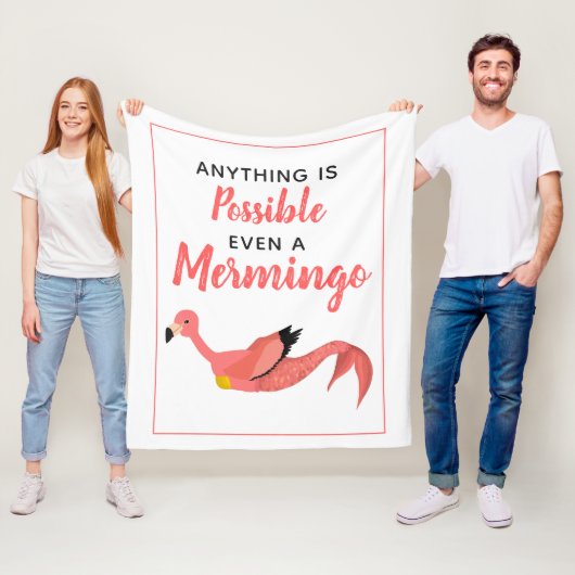 Cute Pink Mermaid Flamingo Inspirerend Quote Fleece Deken (In situ)