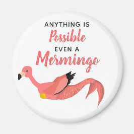 Cute Pink Mermaid Flamingo Inspirerend Quote Magneet