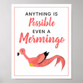 Cute Pink Mermaid Flamingo Inspirerend Quote Poster
