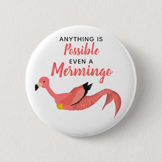 Cute Pink Mermaid Flamingo Inspirerend Quote Ronde Button 5,7 Cm (Voorkant)