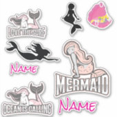 Cute Pink Mermaid Girl Sticker (Voorkant)