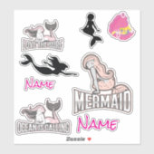 Cute Pink Mermaid Girl Sticker (Vel)