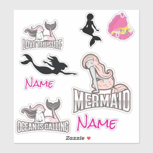 Cute Pink Mermaid Girl Sticker (Vel)