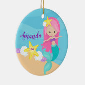 Cute Pink Mermaid-kerstversiering Keramisch Ornament (Rechts)