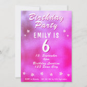 Cute Pink Metallic Folie Star Girly Birthday Kaart (Voorkant)