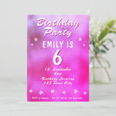 Cute Pink Metallic Folie Star Girly Birthday Kaart (Staand voorkant)
