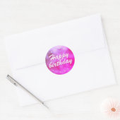 Cute Pink Metallic Star Girly Happy Birthday Ronde Sticker (Envelop)