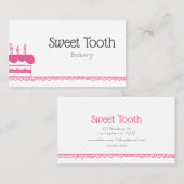 Cute Pink Minimalist Cake Bakery geïllustreerd Visitekaartje (Voorkant / Achterkant)