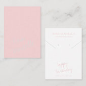 Cute Pink Minimalist Script Happy Birthday Display Visitekaartje (Voorkant / Achterkant)