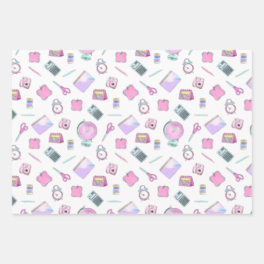 Cute Pink Mint Back to School Flowers Backpacks Inpakpapier Vel (Voorkant 3)