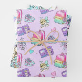 Cute Pink Mint Back to School Flowers Backpacks Inpakpapier Vel (In situ)