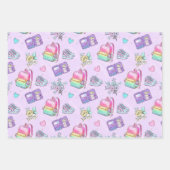 Cute Pink Mint Back to School Flowers Backpacks Inpakpapier Vel (Voorkant)