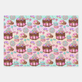 Cute Pink Mint Desserts Cupcakes Doughnuts Inpakpapier Vel (Voorkant)
