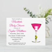 Cute Pink Mocktails Baby shower Invitation Kaart (Staand voorkant)