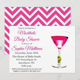 Cute Pink Mocktails Baby shower Invitation Kaart