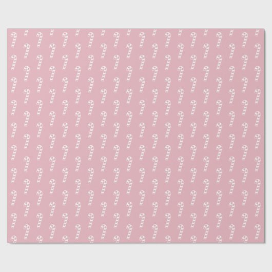 Cute Pink Modern Christmas Candy Cane Pattern Cadeaupapier (Vlak)