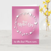 Cute Pink Moederdag Harten Beste mama Kaart (Gele Bloem)