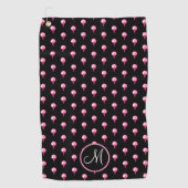 Cute Pink Monogram Golf Ball op T-shirt Black Golfhanddoek (Voorkant)