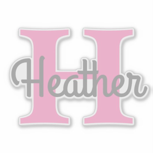 Cute Pink Monogram Sticker (Voorkant)