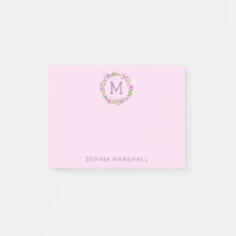 Cute Pink Monogrammed Floral Wreath