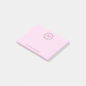 Cute Pink Monogrammed Floral Wreath Post-it® Notes (Schuin)