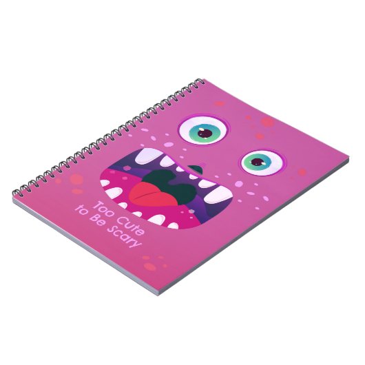 Cute Pink Monster Face Spiral Notebook Notitieboek (Linkerzijde)