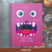 Cute Pink Monster Face Spiral Notebook Notitieboek